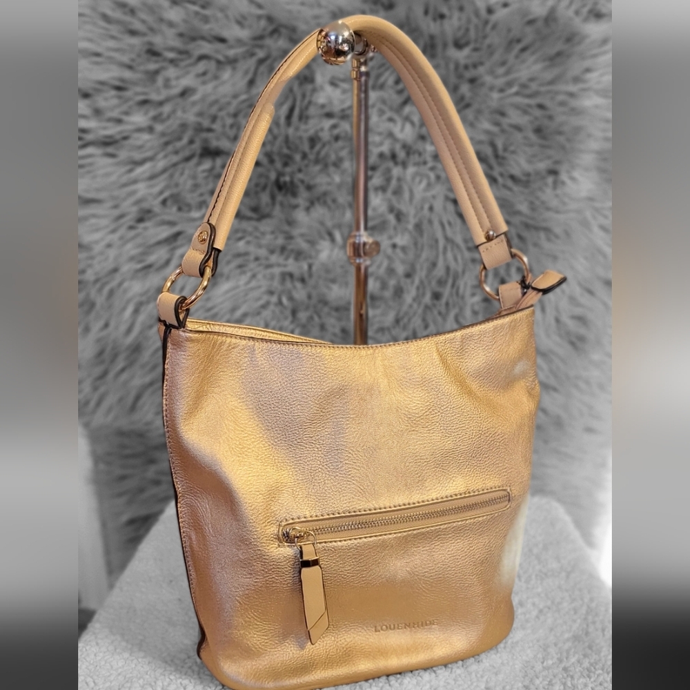 Louenhide Gold Vegan Leather Shoulder Bag
